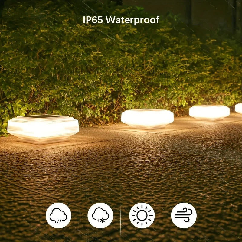 Solar Post Light, LED Pillar Cap Lights, Outdoor Fence Deck Column Lamp, Waterproof Landscape Lighting for Garden Yard Villa, t