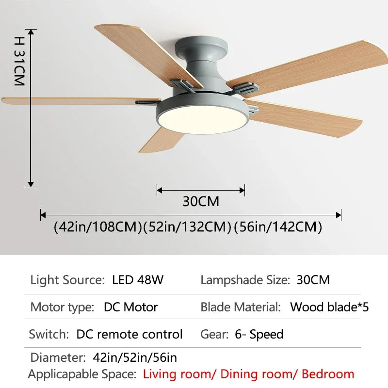 56Inch Fan Llights 2023 Year New Style Low Floor Ceiling Fan Light Living Room Indoor With Fan Chandelier 110V 220V