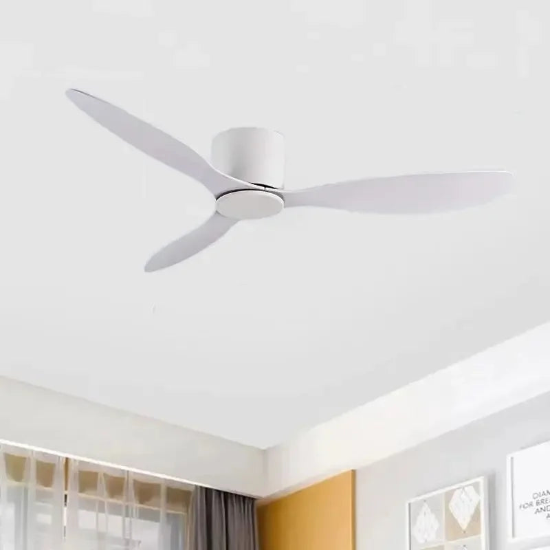 Low Floor Ceiling Fans Only 42 Inch 52 Remote Control Cooling Fans Lamp Design Ceiling Fan With Light White wood Black Color FAN