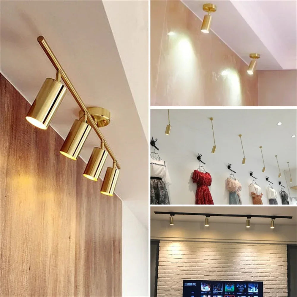 Lamp Modern Luxury Gold Track Spotlights Flush Mount Ceiling Light Fixture Living Room Wall Aisle Bar Gu10 Tracking Light Kit