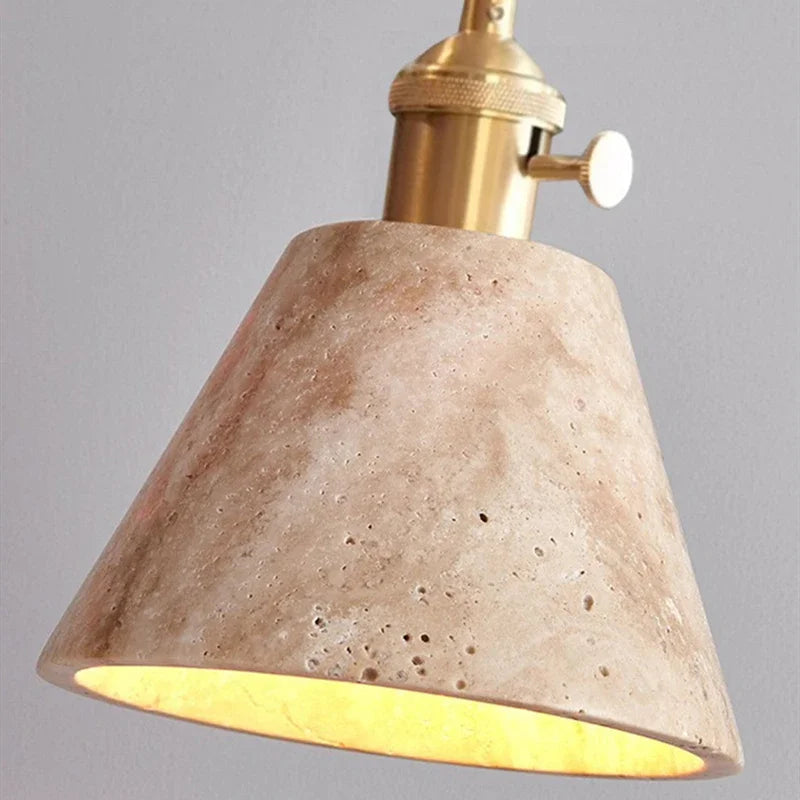 Natural Yellow Travertine Pendant Lamp E27 Socket LED Pendant Light Fixtures With Switch Home Decor Bedside Cafe Lamparas