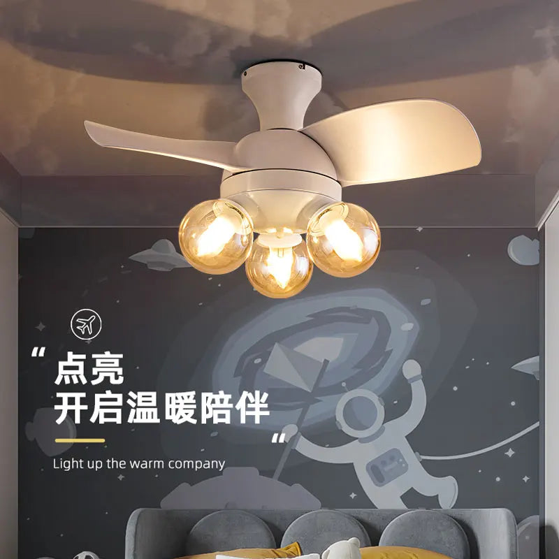 Children's Room Ceiling Fans Lights Bedroom Flush Mount Ceiling Lamp Modern UFO Creative Cartoon Boys Girls Room Low Profile Fan