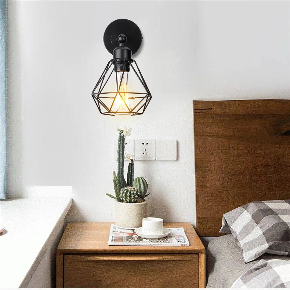 Industrial Vintage Wall Light Adjust Angle Retro Loft Wall Lamp E27 Iron Cage Sconce Bedside Bathroom Indoor Lighting Wandlamp