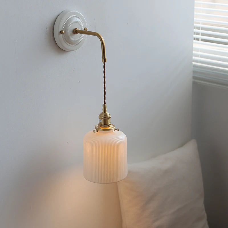 Ceramic Copper LED Bathroom Mirror Light 4W Bulb Switch On The Socket Bedroom Living Room Nordic Modern Wall Lamp Sconce