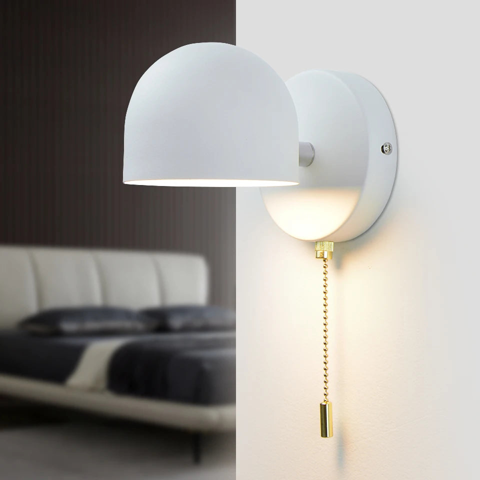 Nordic LED Indoor Wall  Lamps With Switch plug Wall Light Black White Hotel Aisle Bedroom Bedside Reading Wall Sconce