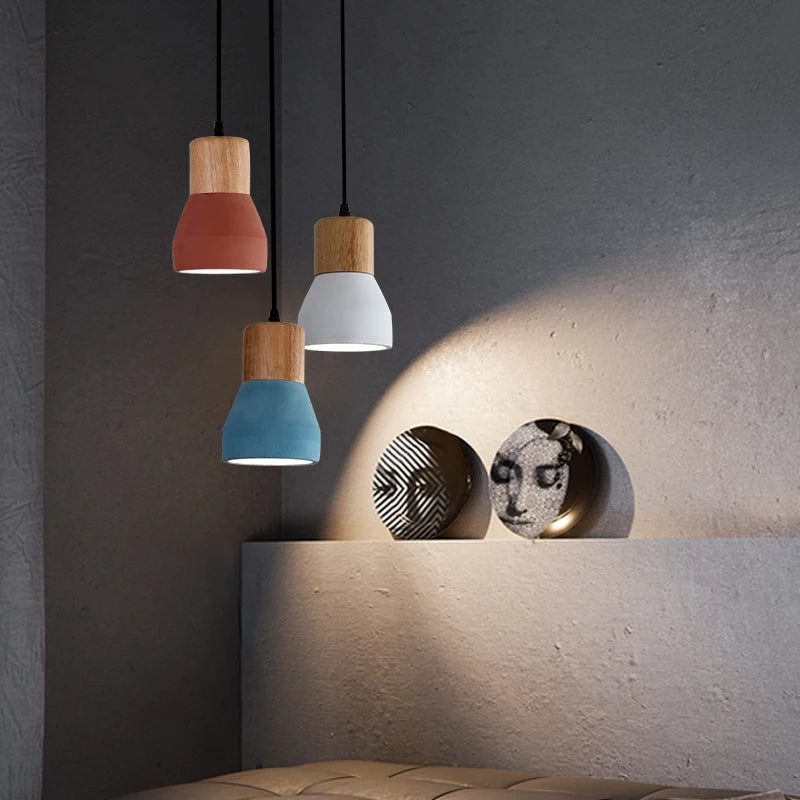 6 Colors Nordic Modern LED Pendant Lamp Beside Bedroom Aisle Balcony Dinning Living Room Lights 4W Cement Hanging Light