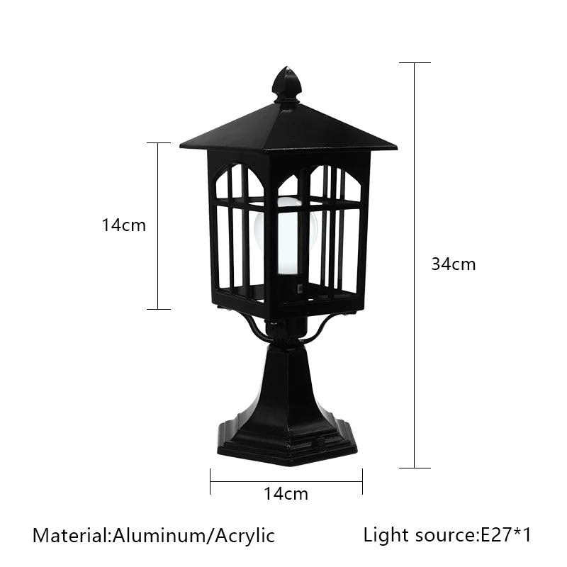 Modern European Style Column Lamp Cast Aluminum Acrylic Waterproof LED Outdoor Lamp Villa Garden Lamp Gate Black Lawn Lamp