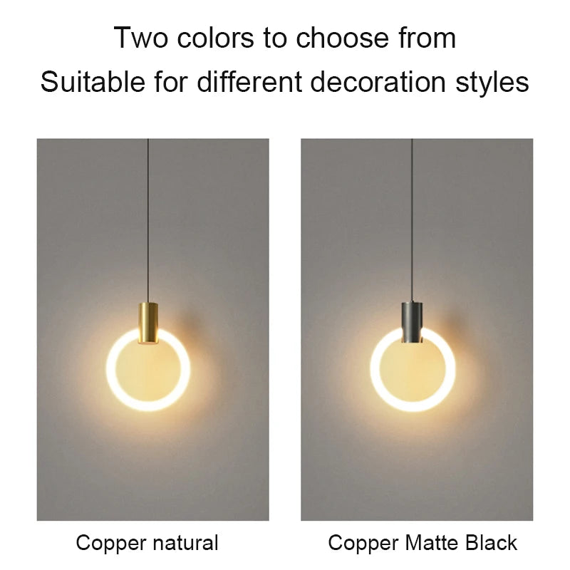 Nordic LED Pendant Lights Indoor Lighting Hanging Lamp For Home Bedside Dining Tables Living Room Decoration Modern Ring Light