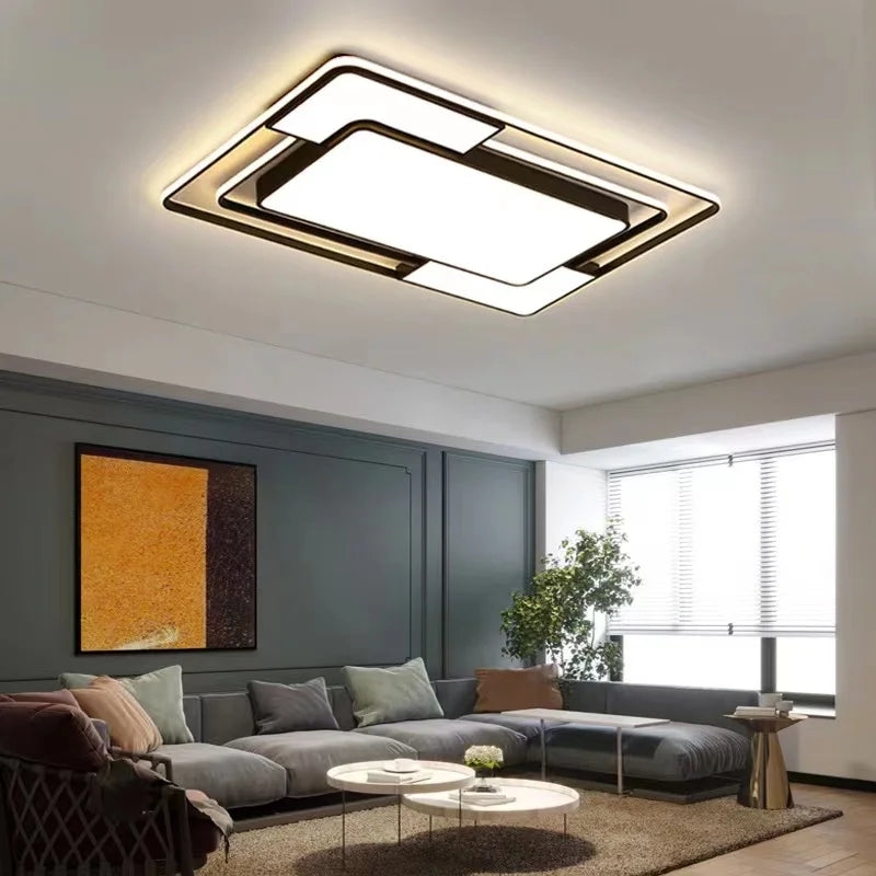 Modern LED Ceiling Lamp for Living Room Lustre Dining Bedroom Study Ceiling Light Nordic Square Ceiling Chandelier Light Fixture