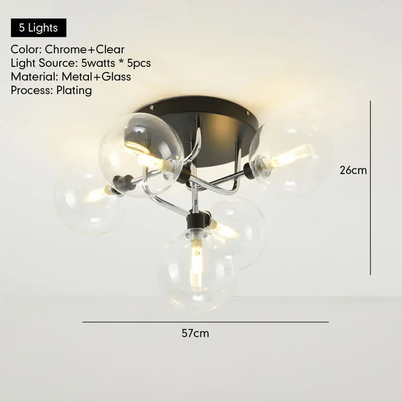 LED Glass Ceiling Light for Entrance Aisle Dining Room Bedroom Kitchen Home Decoration Lighting Fixture Clear Cognac Gray