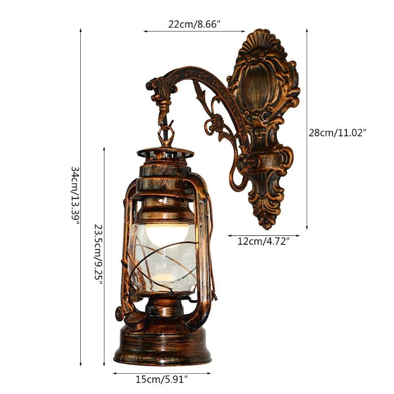 Vintage LED Wall Lamp Barn Lantern Retro Coal Oil Wall Light European Antique Style