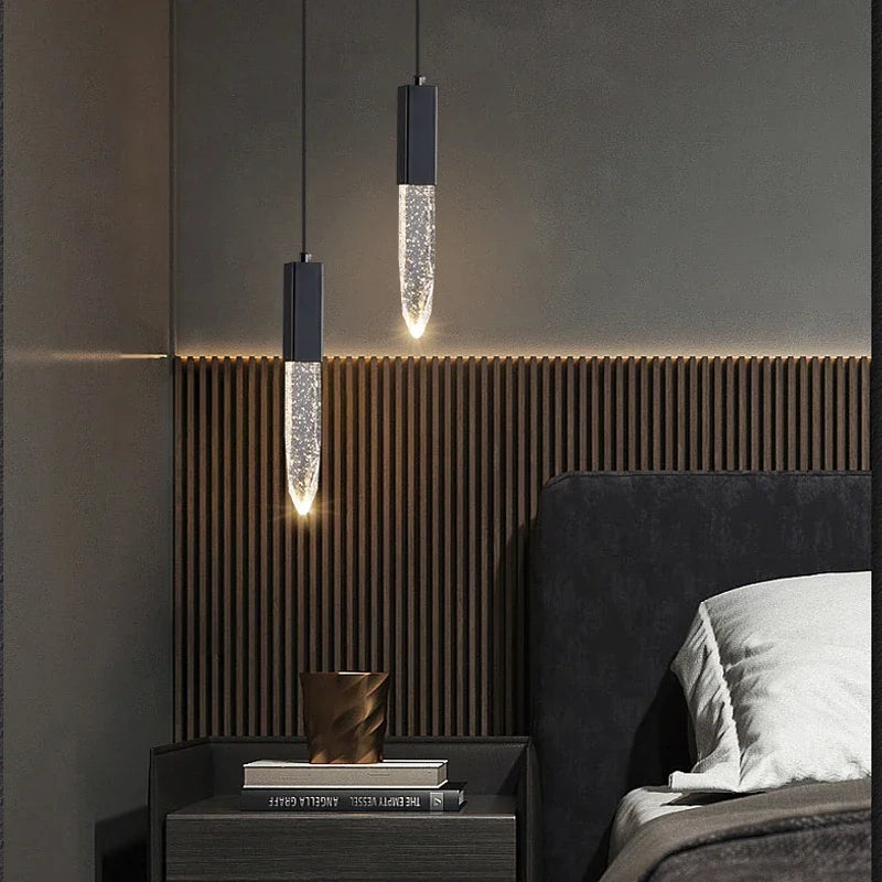 Lamp Crystal Pendant Lighting Ceiling LED Modern Black Mini Pendant Light With Bubble Kitchen Light Fixtures For Kitchen Island