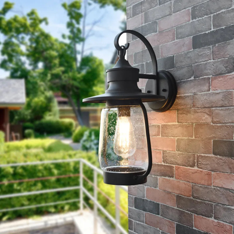 Aluminum horse lamp outdoor wall lamp waterproof and rust proof courtyard lamp balcony retro villa garden wall lamp