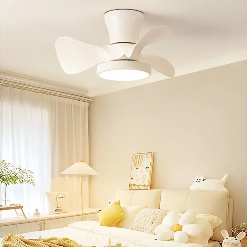 Children Room LED Ceiling Fan Light Remote Control Restaurant Bedroom Cute Small Fan Lamp 22 Inch 55cm Remote Control Ventilator