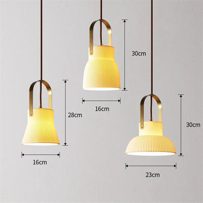 Japanese Style Ceramic LED Pendant Lights Fixtures Bedroom Dinning Living Room Beside Lamp Nordic Modern Hanging Light