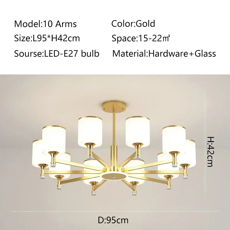 New Nordic Ceiling Chandeliers Glass Shade Golden Led Pendant Lamp Living Room Restaurant Hotel Lighting Home Decor Light