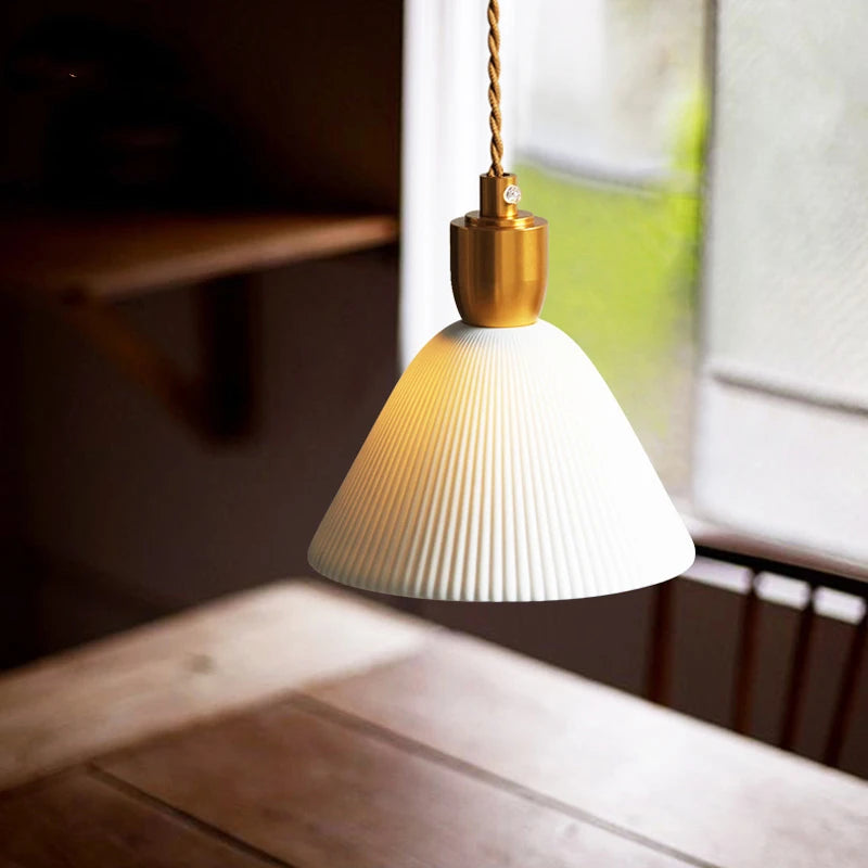 Small Ceramic LED Pendant Lamp Japanese Style Beside Bedroom Dinning Living Room Light Nordic Modern Hanglamp Home Decor