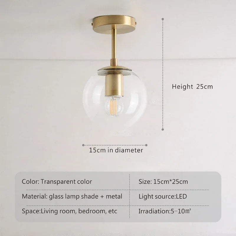 LED E27 Glass Ceiling Lighting Minimalist Modern Round Glass Ball Ceiling Lamp Corridor Lamp Creative Living Room Lights