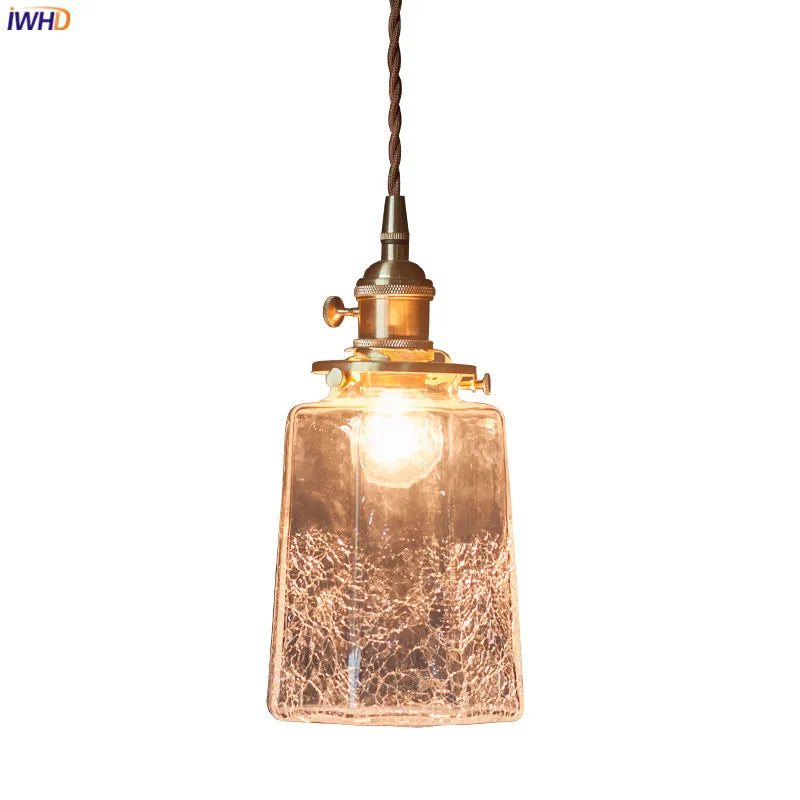 Japanese Style Glass LED Pendant Lights Fixtures Knob Switch Home Indoor Bedroom Living Room Modern Hanging Lamp Luminaria