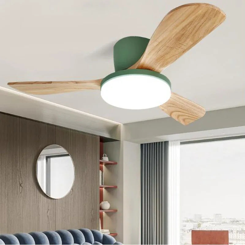 Wood Ceiling Fans With Light 42 52 Inch DC 35W Led Light Remote Control Living Bedroom Ceiling Fan With Lights 220V 110V Fans