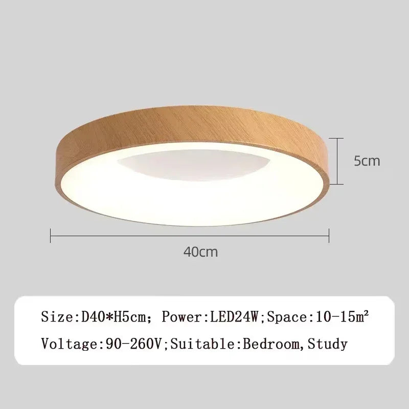 Wood Grain Ceiling LED Light Nordic Iron Ultra-thin  Round Lamp For Living Room Bedroom Study Home Decoration Lighting