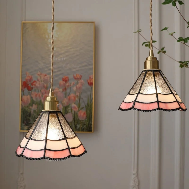 Loft Pink LED Pendant Lights Living Dining Room Balcony Wire Adjustable Vintage Home Decor Glass Hanging Lamp Hanglampen