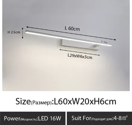 Modern LED Wall Light Bathroom Wall Mirror Cabinet Dresser Black White Light Fixtures AC90-260V Home Decoration Lamp