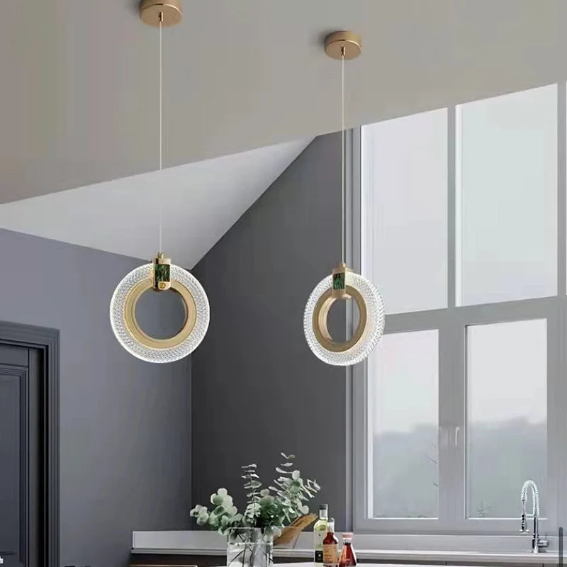 Fumi  LED Modern  Gold Pendant Lights,Minimalist Hanging Pendant Lighting Fixture for Bedroom,Kitchen Island,Dining Room,Entrywa