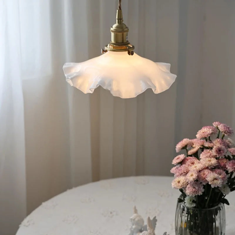 Nordic Modern LED Pendant Lamp Dining Room Restaurant Hallway Wire Adjustable Brass Knob Switch White Glass Kitchen Light