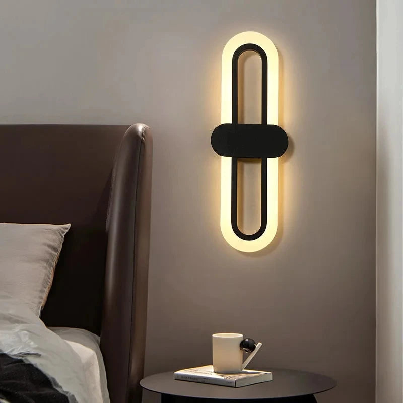 Oval Acrylic Corridor Lamp LED Wall Lamp Home Background Decoration Bedroom Aisle Bedside Living Room Black Gold Wall Light