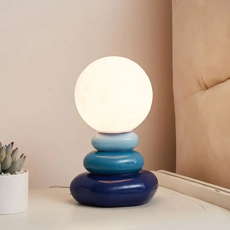 USB Ceramic Table Lamp Bedroom Bedside Lamp Creative Nordic Stacked Stone Shape Living Room Advanced Atmosphere Night Light