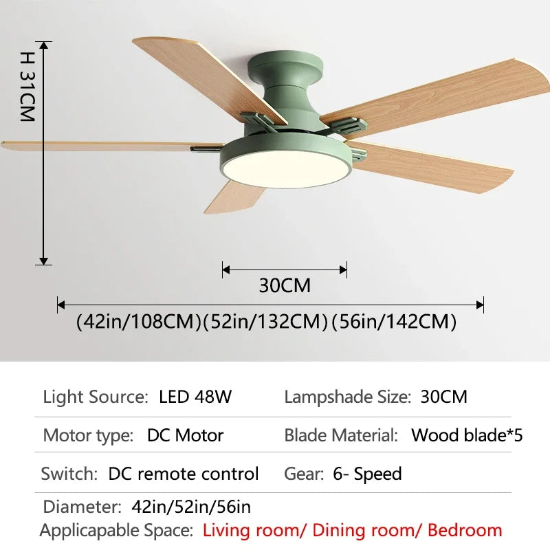 56Inch Fan Llights 2023 Year New Style Low Floor Ceiling Fan Light Living Room Indoor With Fan Chandelier 110V 220V