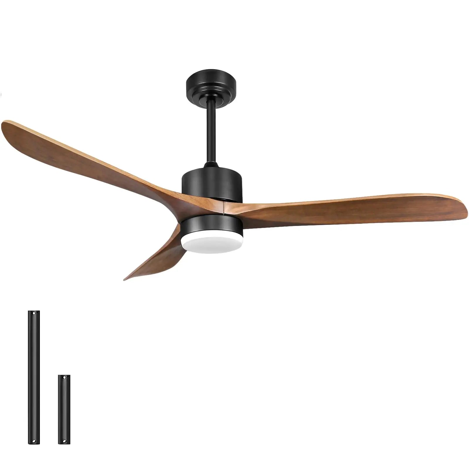 Ceiling Fans with Lights, 52" Wood Ceiling Fan with Light Memory for Patio Gazebo Living Room Bedroom, Walnut & Matte Black