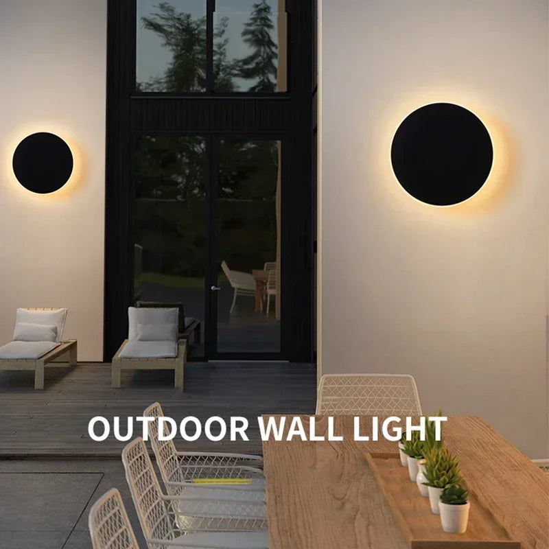 Nordic Minimalist LED Circular Wall Lamp Waterproof IP65 Decoration Living Room Villa Corridor Garden Courtyard Balcony Lighting