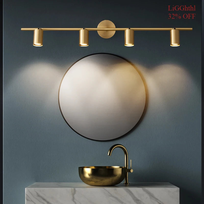 Modern Brass  Mirror Front Light LED 3 Color Black Copper Sconce Light Classic Creative Dresser Bathroom  Mirror Front Light