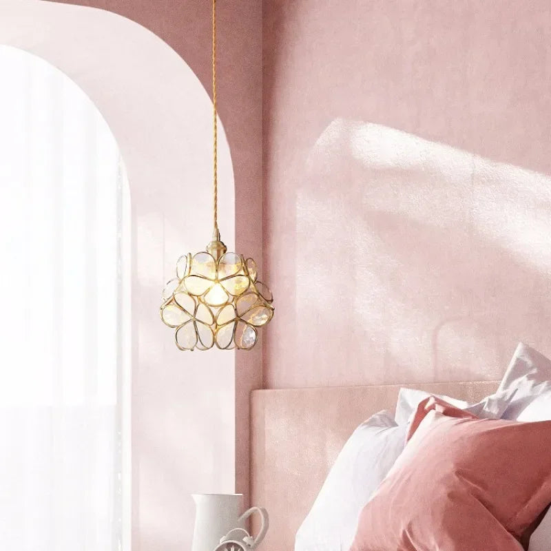 Postmodern Bar Porch Simple Chandelier Nordic Bedroom Japanese Bedside Lamp All Copper Light Astringent Petal Chandelier