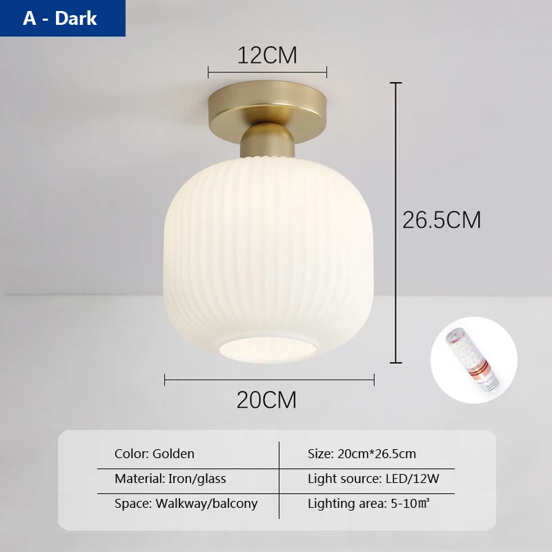 Nordic ceiling light glass lamp balcony home checkroom light luxury American simple corridor entrance hallway aisle light