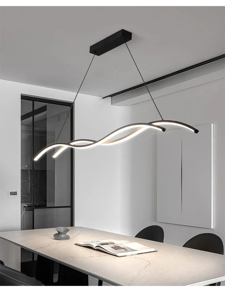 Minimalist LED Chandelier for Dining Room Modern Geometric Kitchen Pendant Light Simple Home Decor Hanging Light Fixture