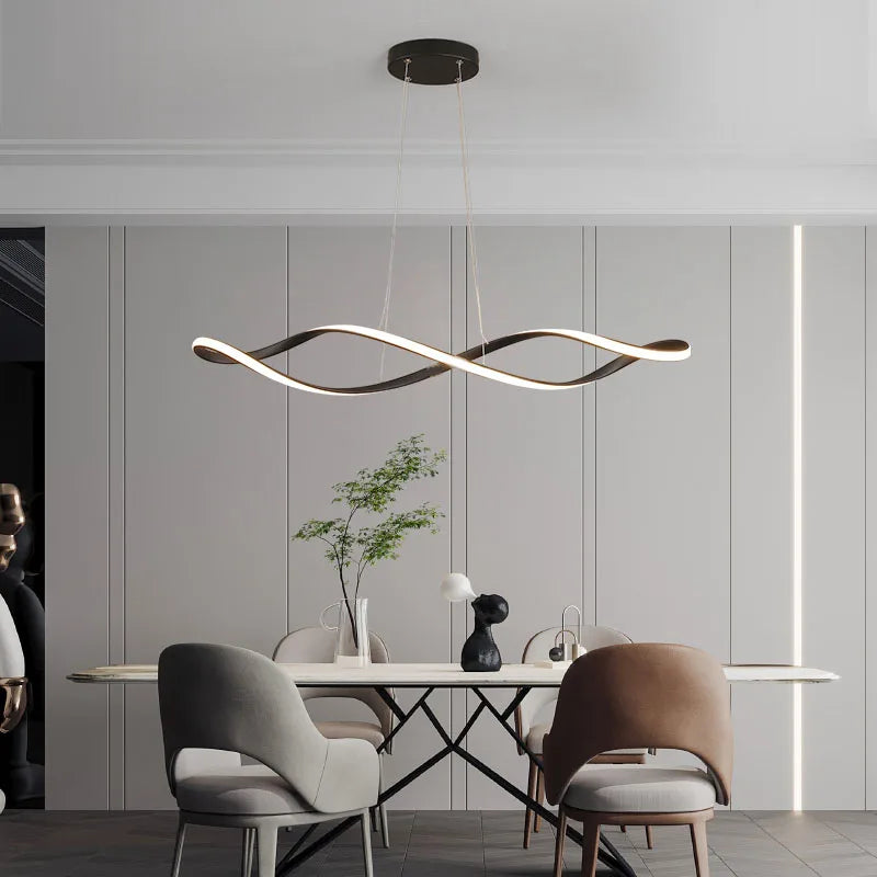 modern pendant light for dining room,Dimmable kitchen island Chandelier,Gold/Chrome/Black pendant ceiling light,L92cm W/remote