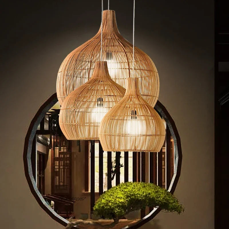 Rattan Pendant Lights Hand-woven Rattan Hanging Lamp Lights for Living Room Decoration Dining Room Lamps E27 Suspension