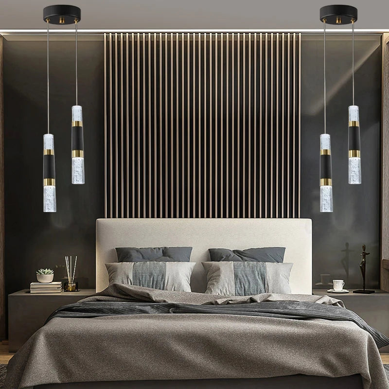 Fumi  Black Modern Pendant Lights, Integrated LED  Bubble Acrylic Pendant lamp, Illuminated Ceiling Pendant Lights Over The Kitc