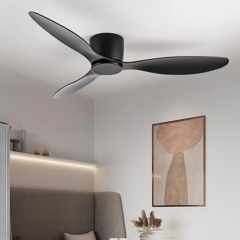 Low Floor Ceiling Fans Only 42 Inch 52 Remote Control Cooling Fans Lamp Design Ceiling Fan With Light White wood Black Color FAN