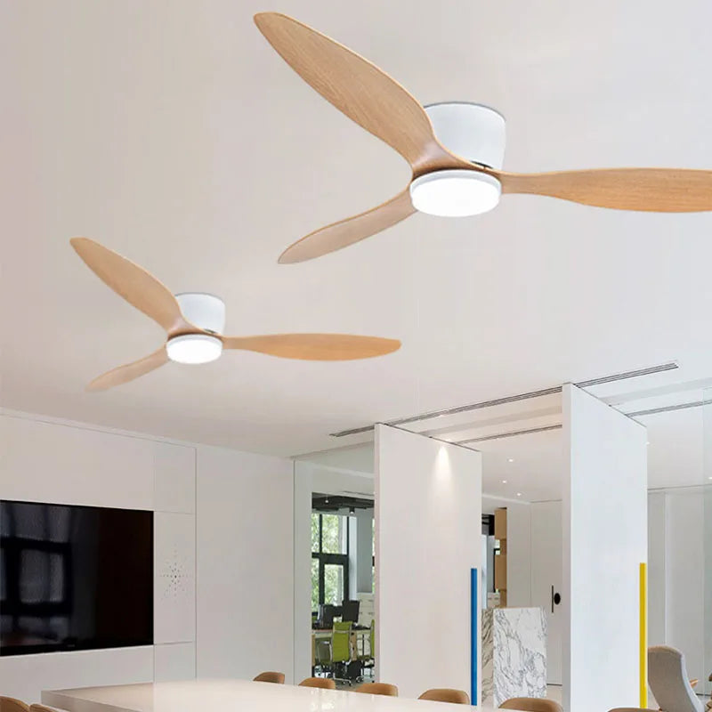 Nordic 52 Inch Ceiling Fan Lights LED Ceiling Fan Lamp Bedroom Restaurant Home Decor Low Floor Nordic Electric Fan Ceiling Lamp