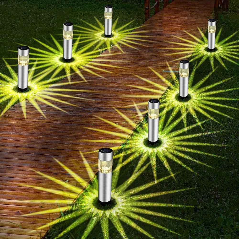 Solar Lights Outdoor Waterproof Stainless Steel LED Landscape Lighting Solar Garden Lights for Driveway Pathway Patio Yard