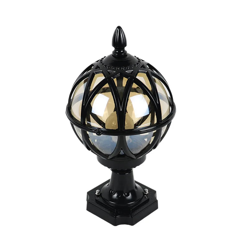 European Style Retro Spherical Column Lamp Villa Door Column Lamp Outdoor Waterproof Courtyard