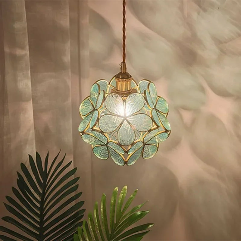 Postmodern Bar Porch Simple Chandelier Nordic Bedroom Japanese Bedside Lamp All Copper Light Astringent Petal Chandelier