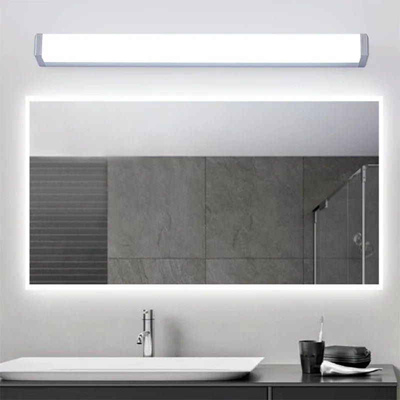 Modern LED Wall Light 44/58CM Silver Mirror Front Lights Bathroom White Warm Lighting Lights Home Decor Lamp LED Lighting Lustre