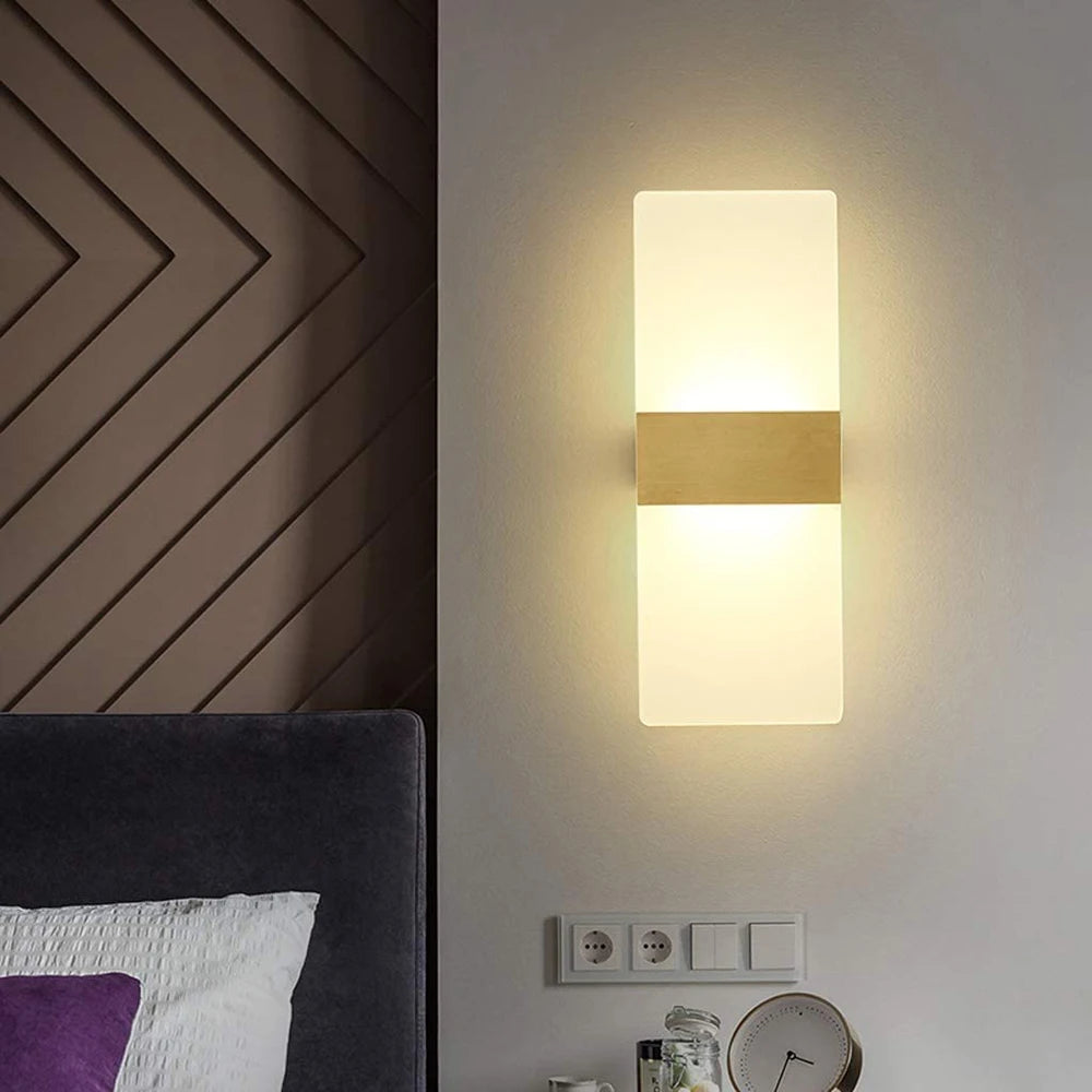 Mini LED Acrylic Wall Light Long Warm White Wall Lamp Bedside Room Living Room Aisle Indoor LED Night light Sconce Lustre Decor