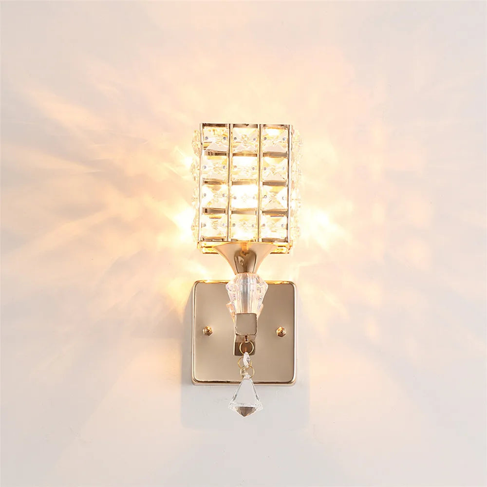 Wall lights Indoor Lighting Wall Lamp Crystal Lights Bedroom Bedside  Aisle Wall Sconce Gold/Sliver Modern Home Ligting E14/27