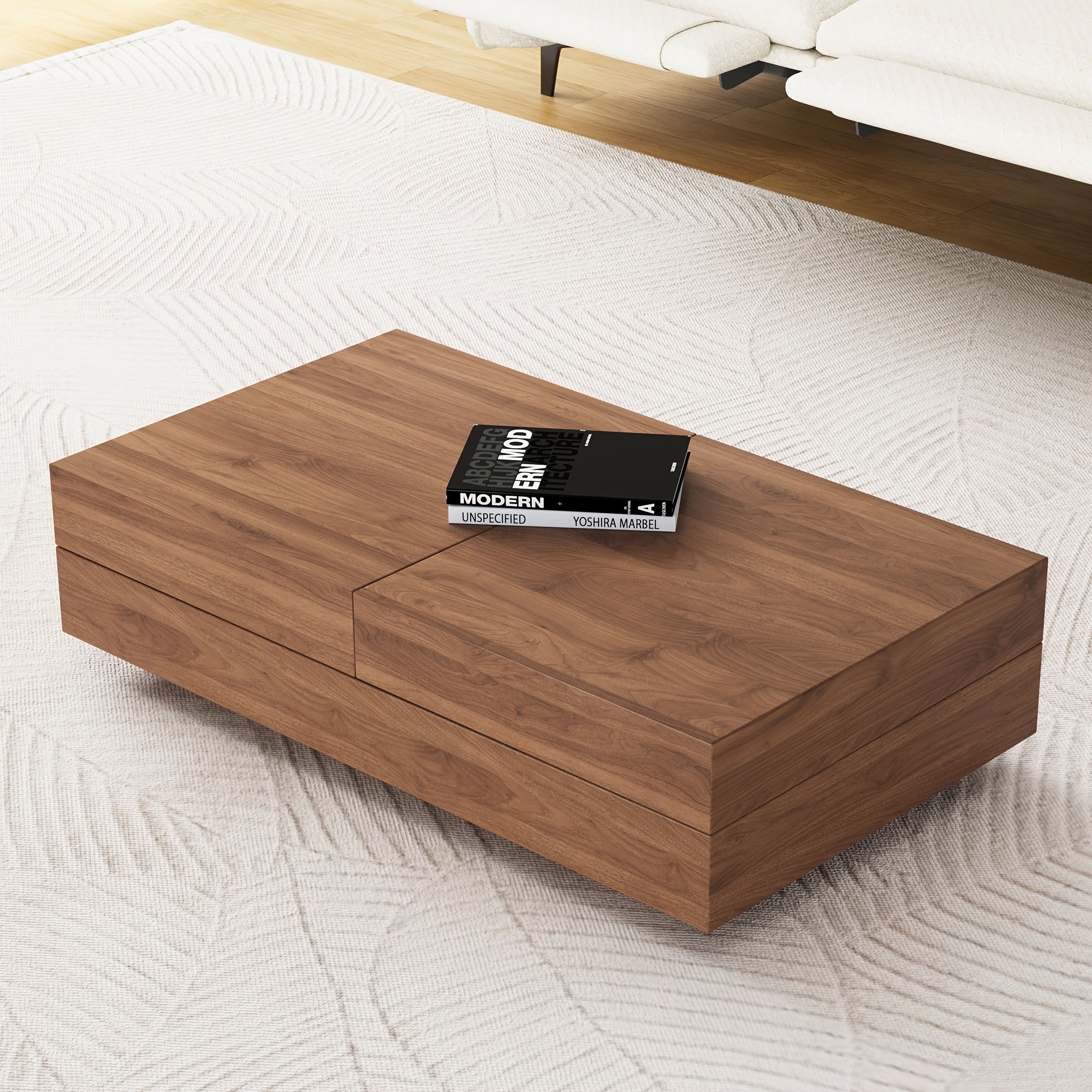 Versatile Folding Coffee Table with Smart Storage - Ideal for Home & Office, Classic Brown Design